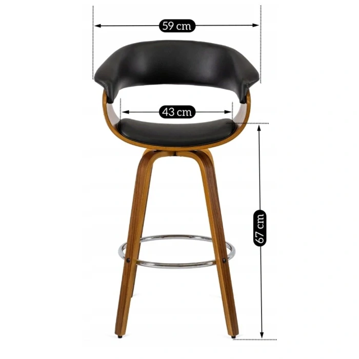 Otočná barová stolička JERSEY, čierna ekokoža