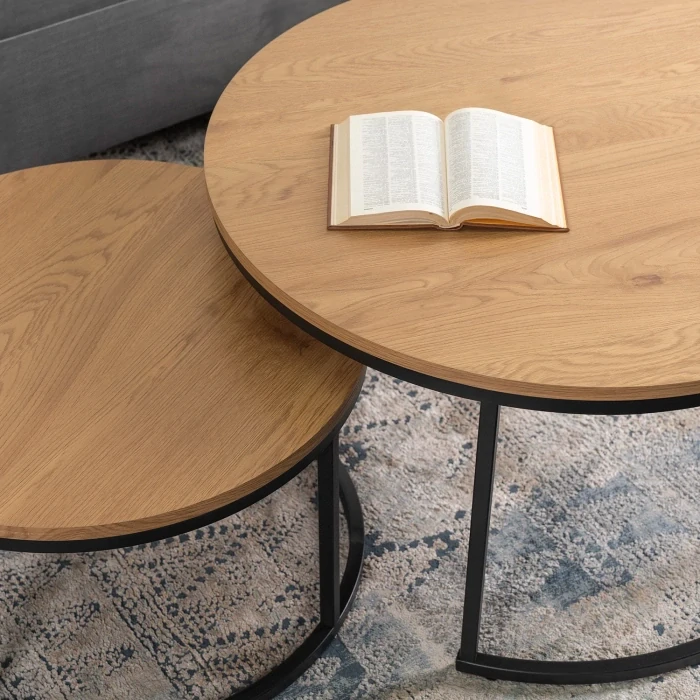 Súprava stolíkov DELIA MAX, zlatý dub/čierna