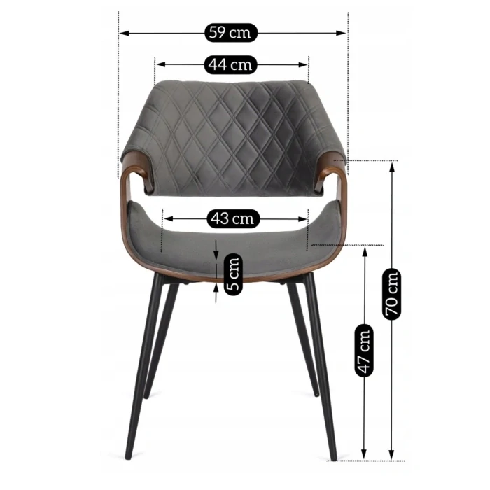 Stolička DAKOTA, sivá/orech