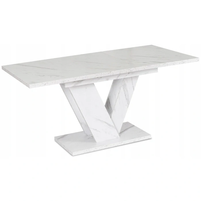 Stôl CLARK 120-160 cm, biely mramor