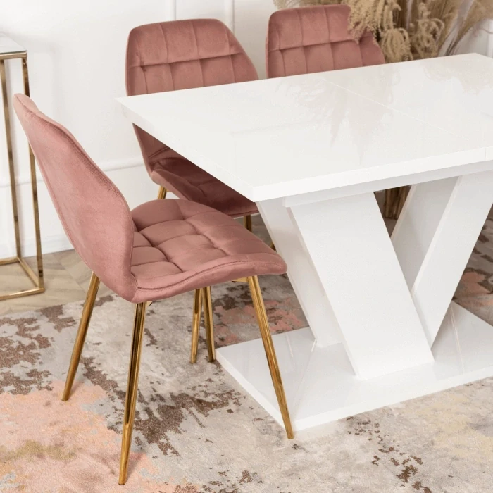 Stôl CLARK 120-160 cm, biely lesk