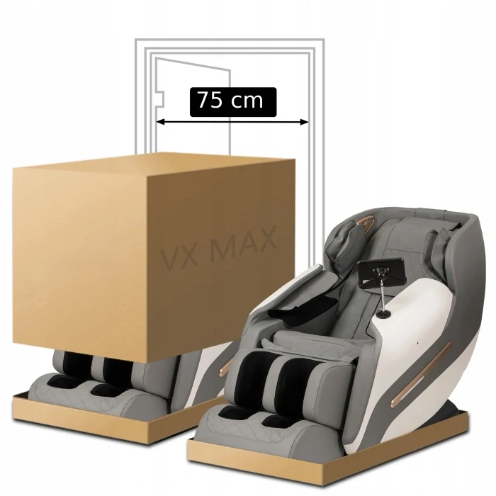 Masážne kreslo VX MAX, sivá ekokoža, anglické menu
