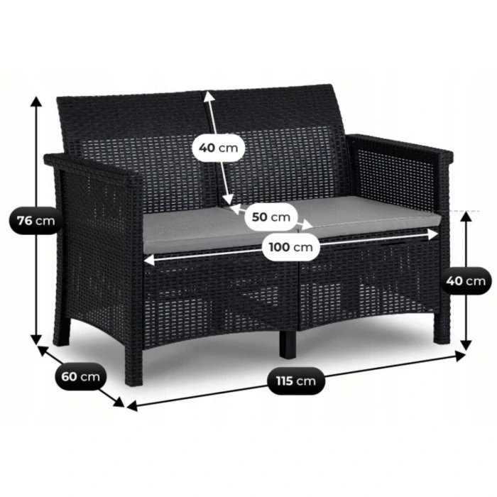 Záhradný nábytok BRENTA, čierna/sivá