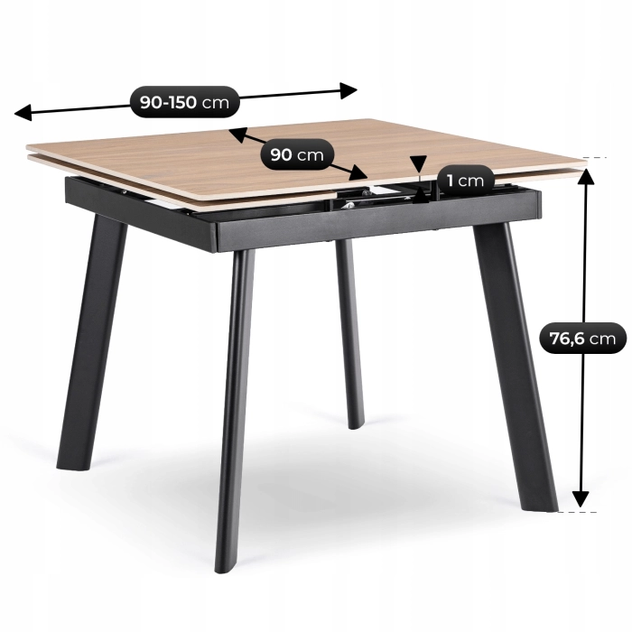 Keramický rozkladací stôl LARES 90-150 cm dub/čierny