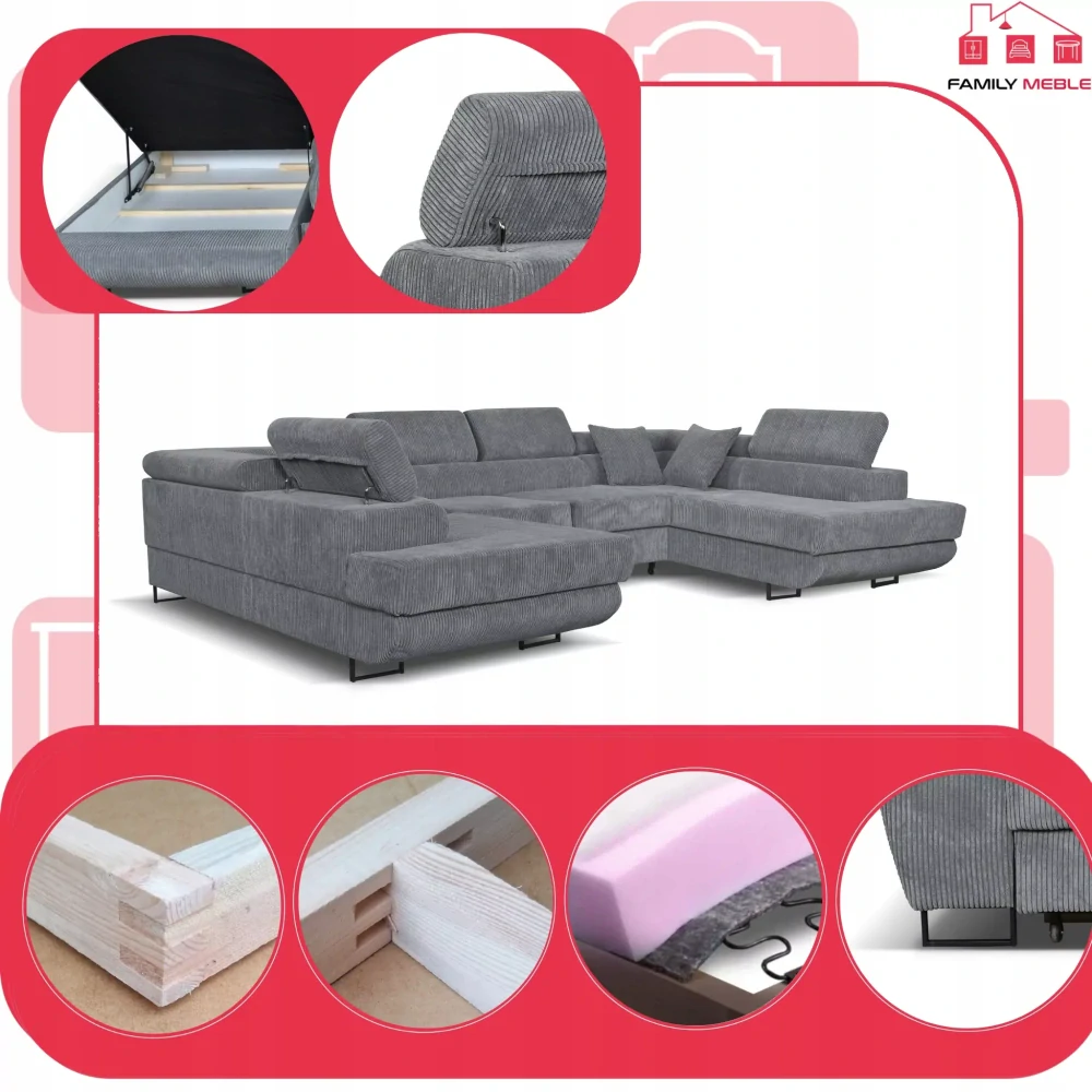 Účko -veľká sedačka Manchester sivá 3