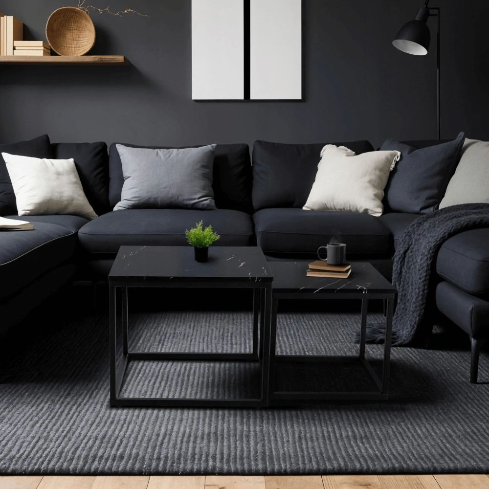 Súprava stolíkov JUNO , čierny mramor