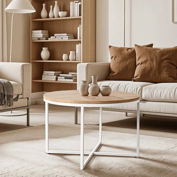 Stolík HANTEL, zlatý dub/biela