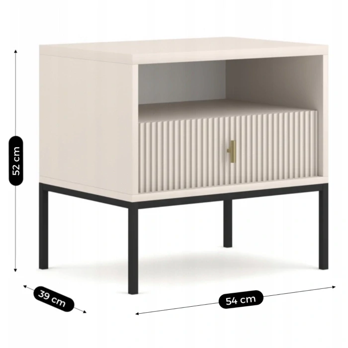 Nočný stolík MARCOS, kašmír/čierna