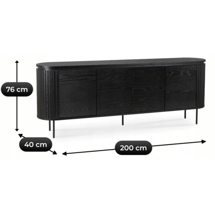 Komoda BECK 200 cm, čierna