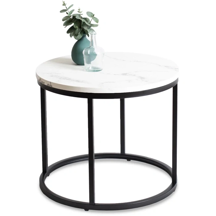Stolík CONNY, biely mramor/Čierna