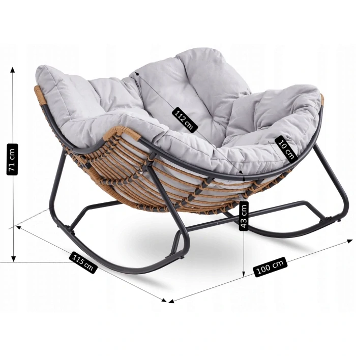 Hojdacie kreslo ELTON, sivé