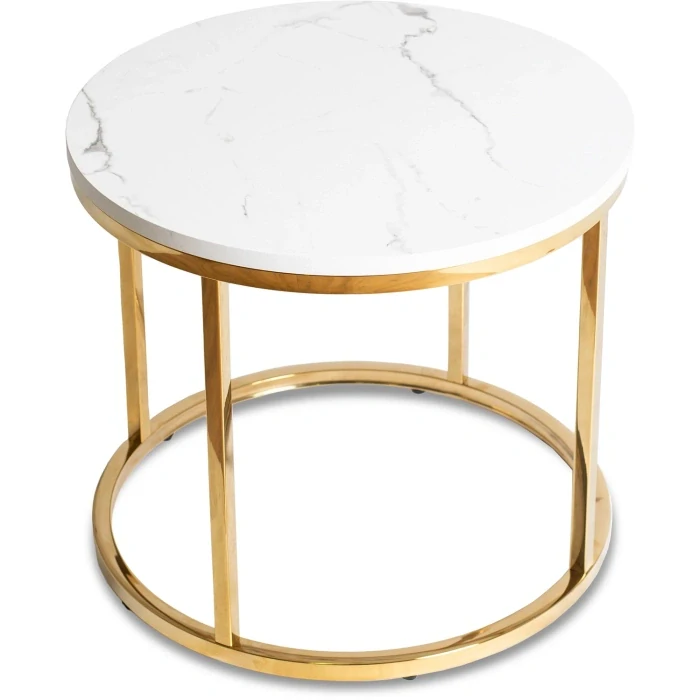 Stolík CLIFF, biely mramor/zlatá