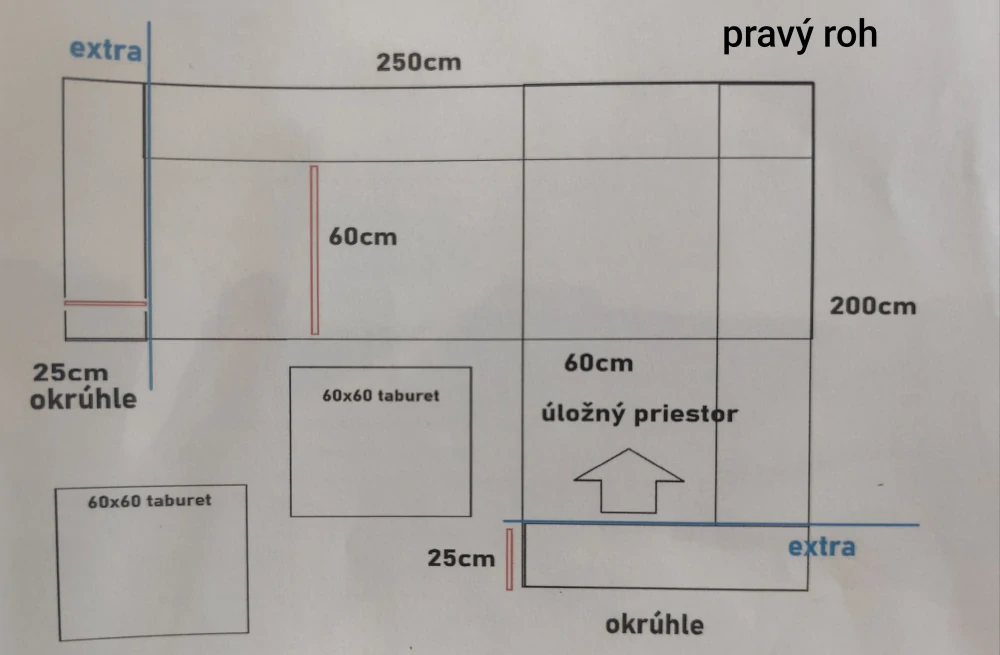 Sedačka PLAZA 250 x 200cm (s úl. priestorom + rozklad)