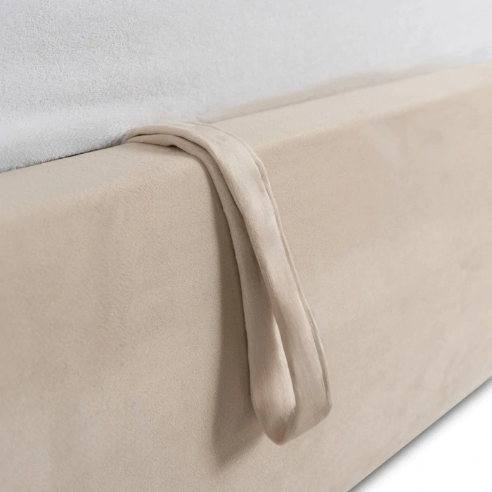 Posteľ HAGA 160x200 s úložným priestorom, krémová, zamat