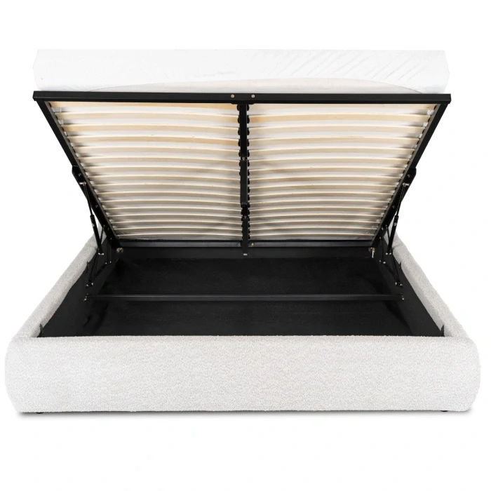 Posteľ HAGA 160x200 s úložným priestorom, krémová, Boucle