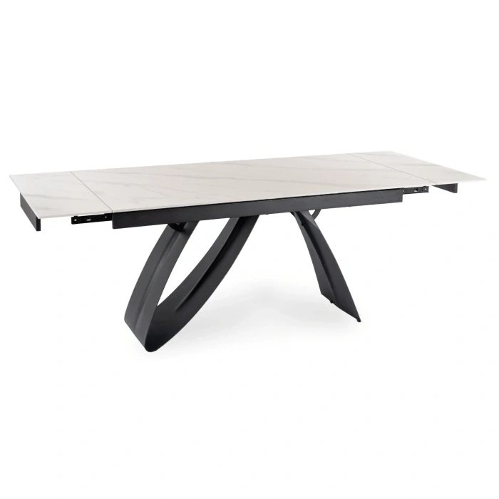 Rozkladací stôl DEVON 160-220 cm biely mramor/čierny