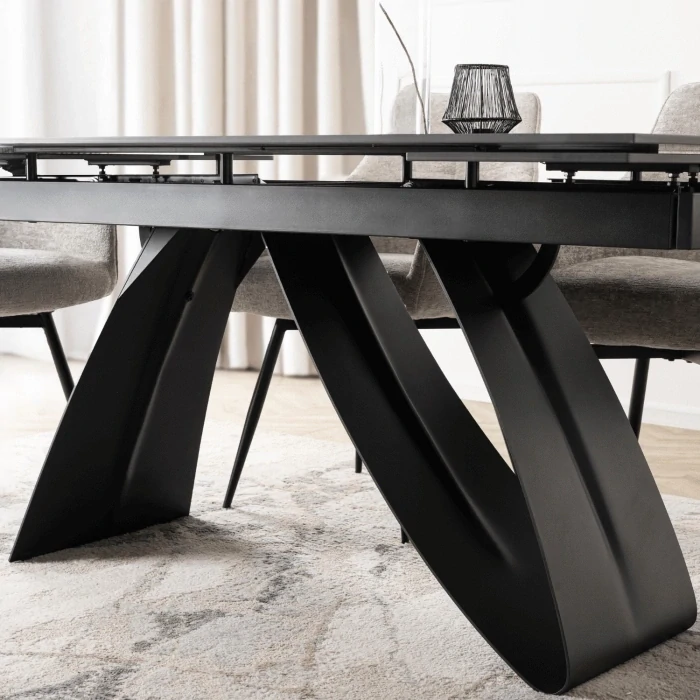 Rozkladací stôl DEVON 160-220 cm čierny mramor/čierna