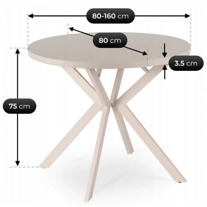 Stôl DORIAN 80-160 cm kašmír