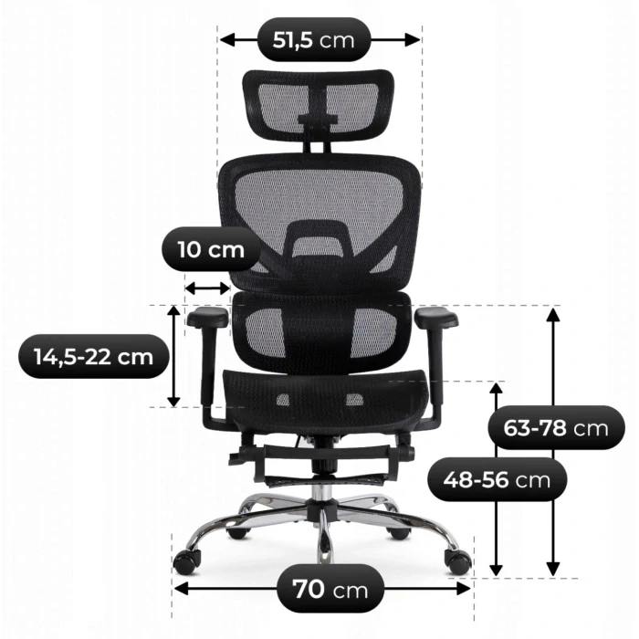 Ergonomická otočná stolička KAIR, čierna
