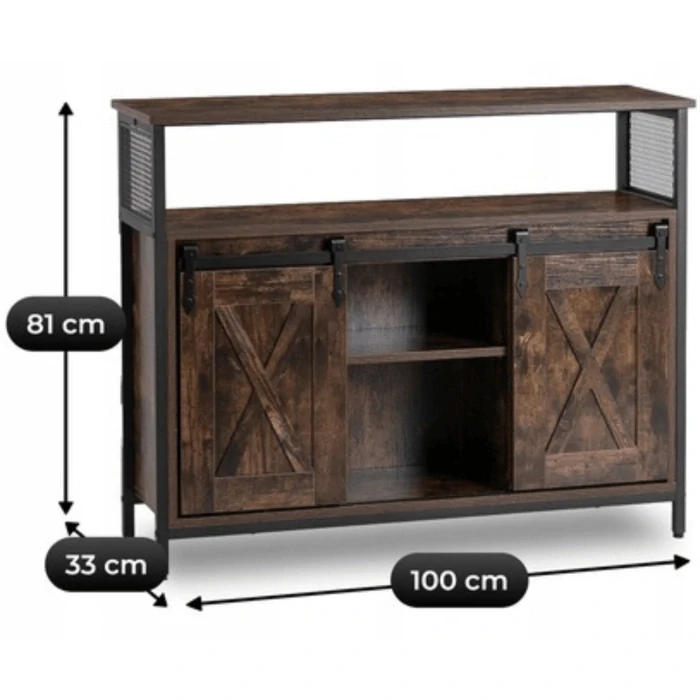 Komoda ARLO 100 cm, rustikálny dub/čierna
