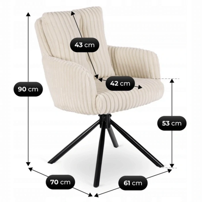 Otočná stolička JUNE, krémová