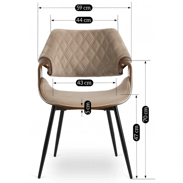 Stolička DAKOTA, béžová/orech