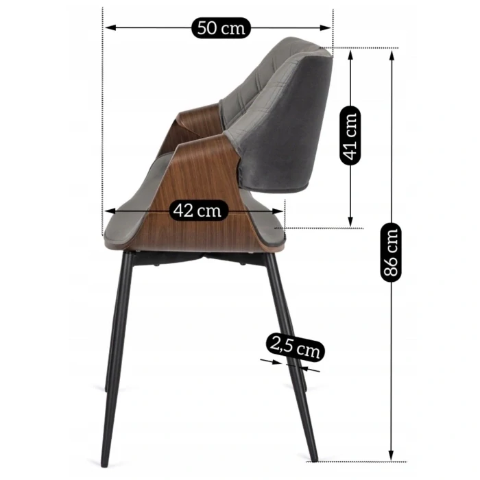 Stolička DAKOTA, sivá/orech