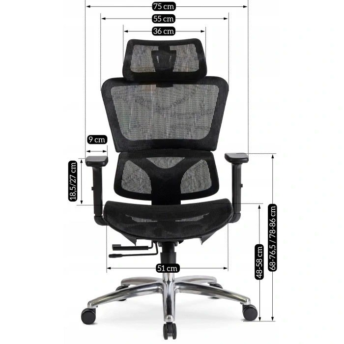 Ergonomická otočná stolička ROYAL, čierna