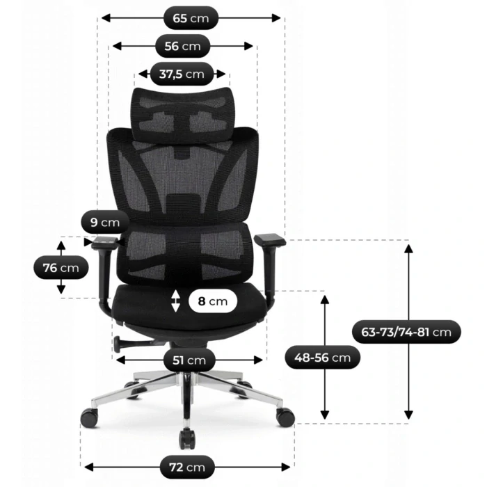 Ergonomická otočná stolička DELSIN, čierna