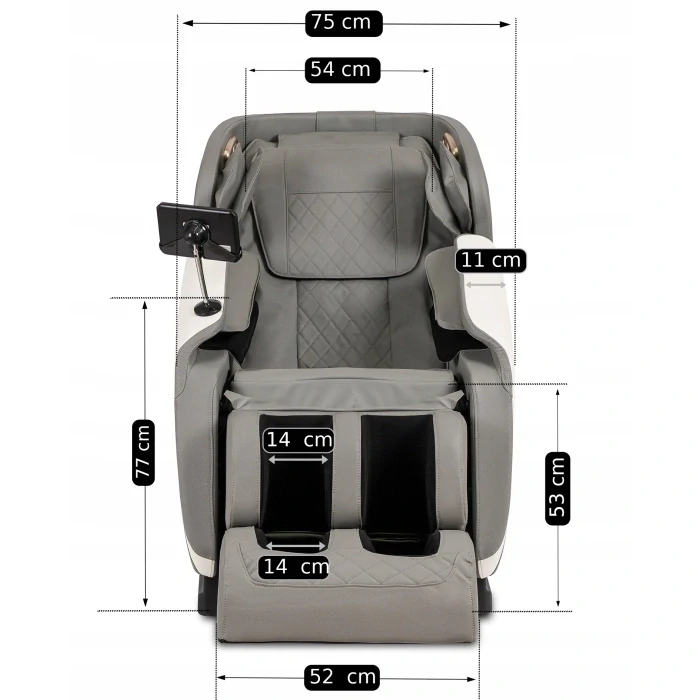 Masážne kreslo VX MAX, sivá ekokoža, anglické menu