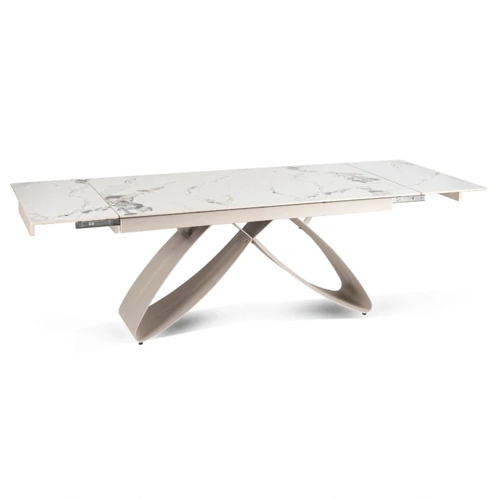 Stôl LUIGI 160-240 cm, biely mramor/kašmír
