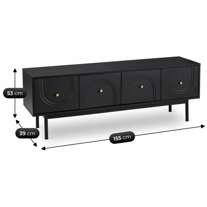 TV skrinka MARLEN 155 cm, čierna