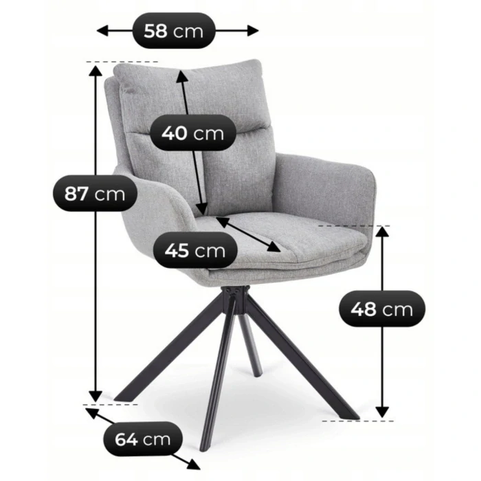 Otočná stolička PAUL, sivá