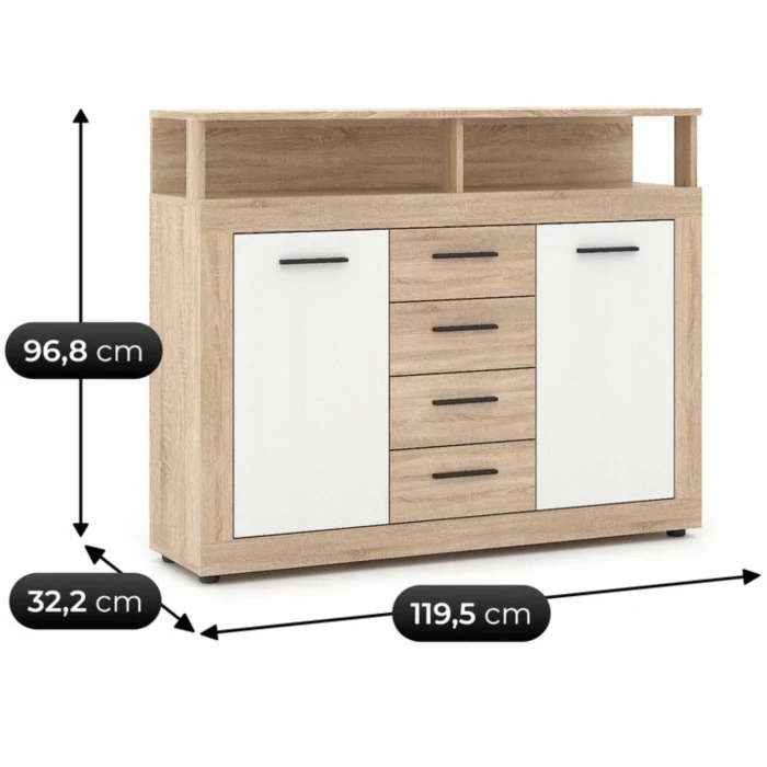 Komoda BLAGO MIDI B 119,5 cm, dub sonoma/biela