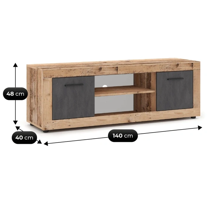 TV skrinka BLAGO 140 cm, dub/grafit