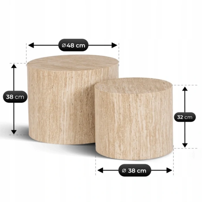 Súprava stolíkov LEILA, travertín