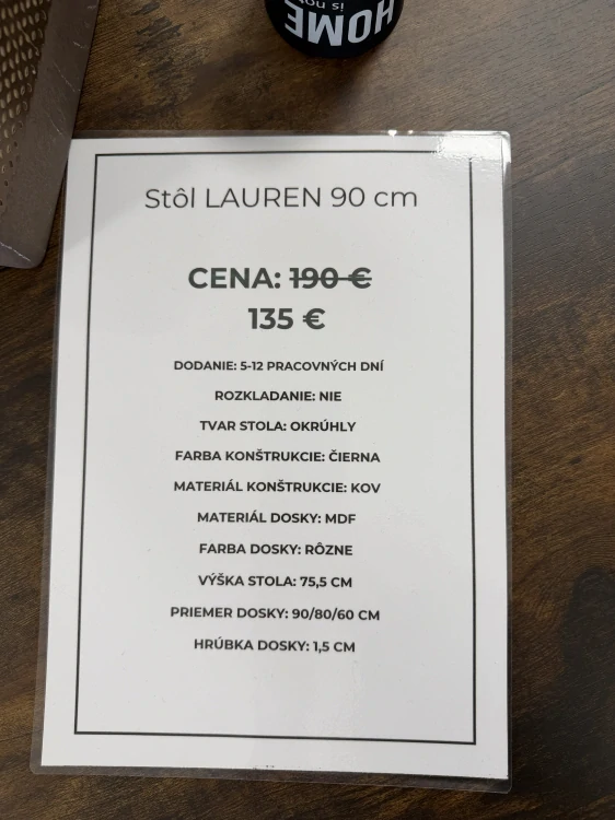 Stôl LAUREN 90cm. rustikálny dub