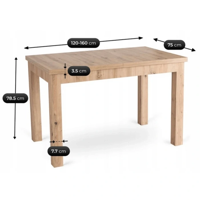 Zostava stôl SKUBI 120-160 cm, dub artisan + 4x stolička RODRI béžová