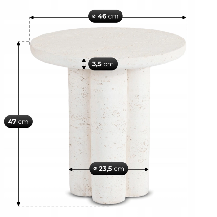 Stolík BROK 46 cm, krémová/béžová