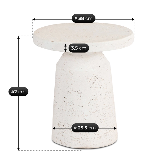 Stolík DESS 38 cm, krémová/béžová