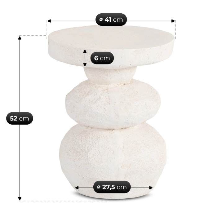 Stolík LOVI 41 cm, krémová/béžová