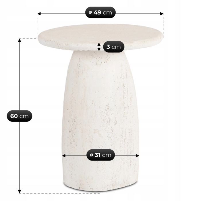 Stolík REES 49 cm krémová/béžová