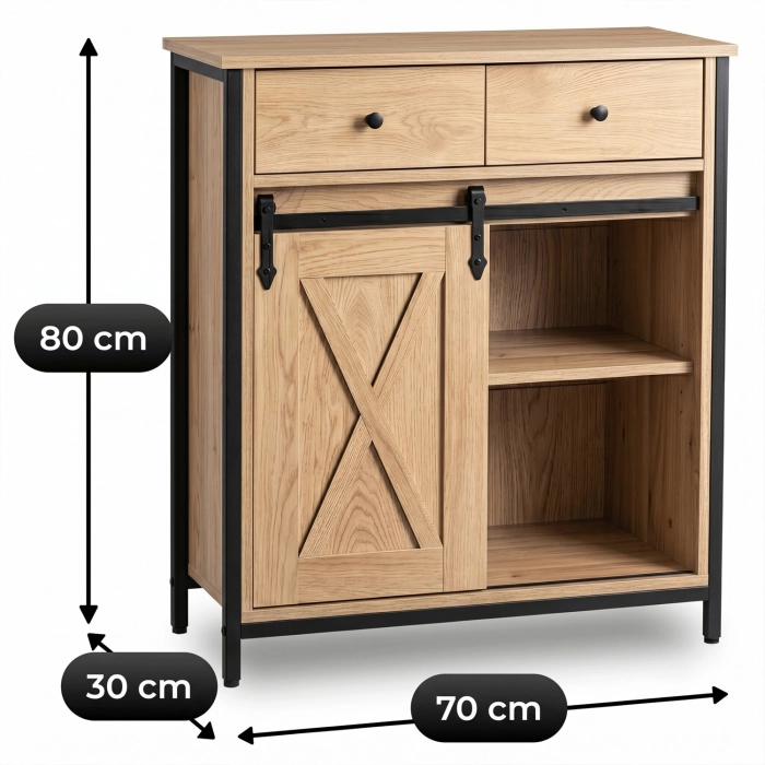 Komoda COLE 70 cm, dub/čierna