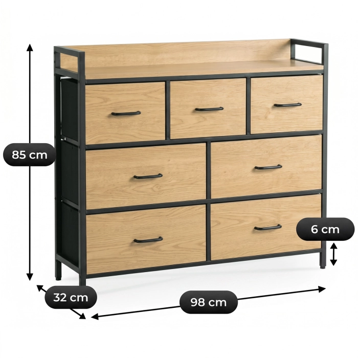 Komoda HUDSON 98 cm, dub/čierna
