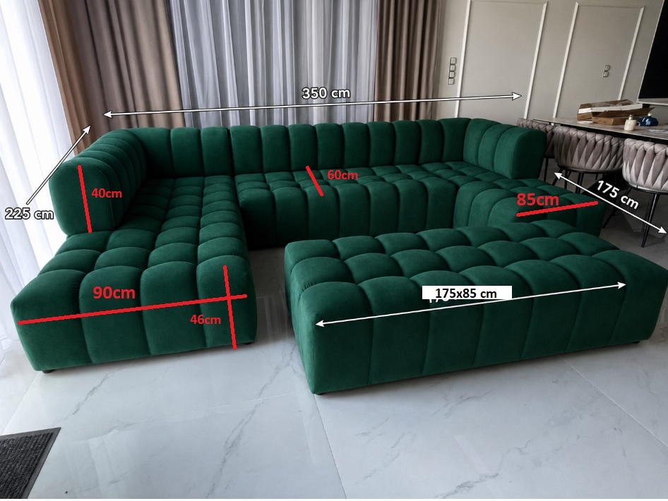 Sedačka Reya 225x350x175 +  taburet 175x85