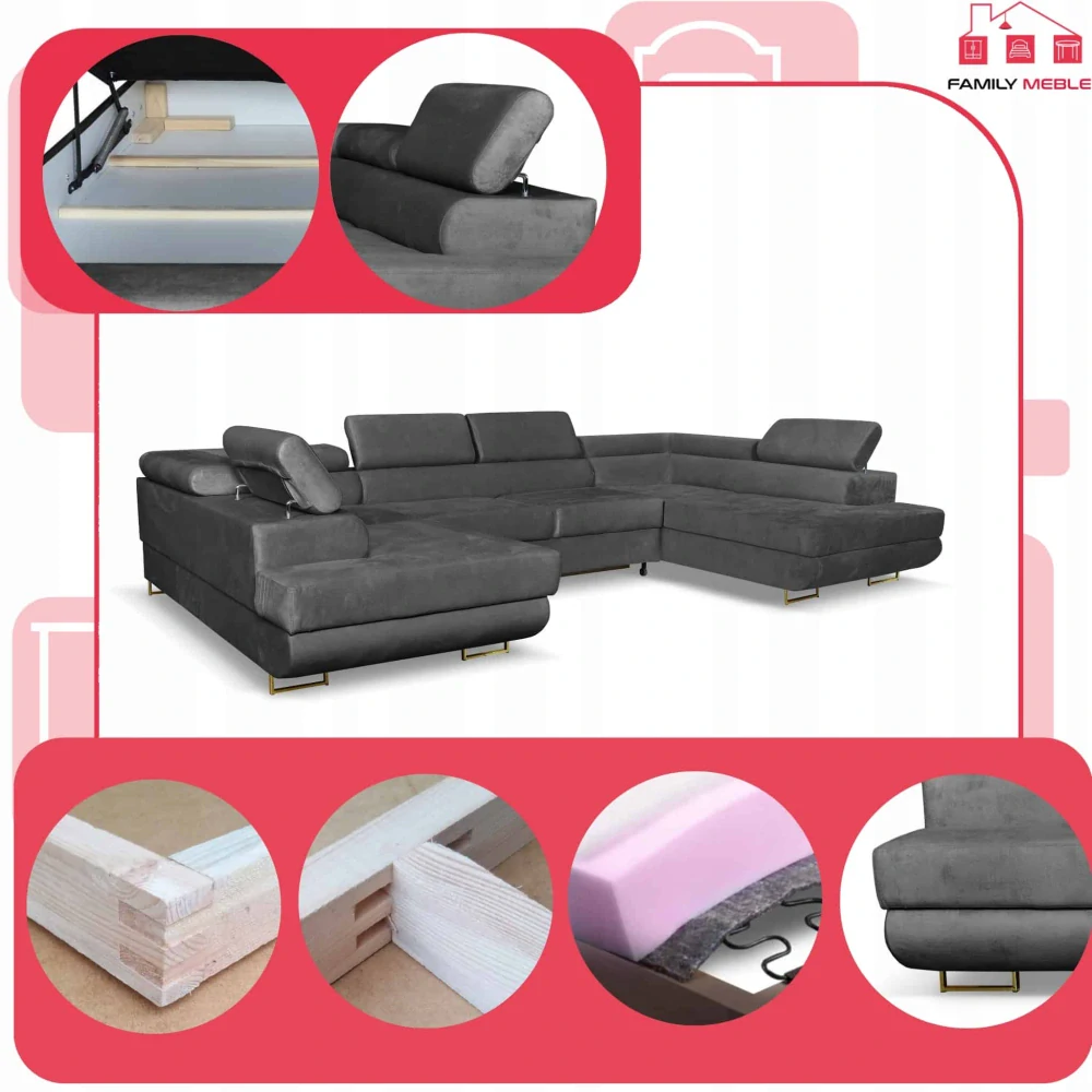 Účko -veľká sedačka Bosso sivá z kolekcie Manchester 