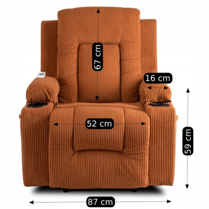 Masážne kreslo BOX, Oranžové, manšester