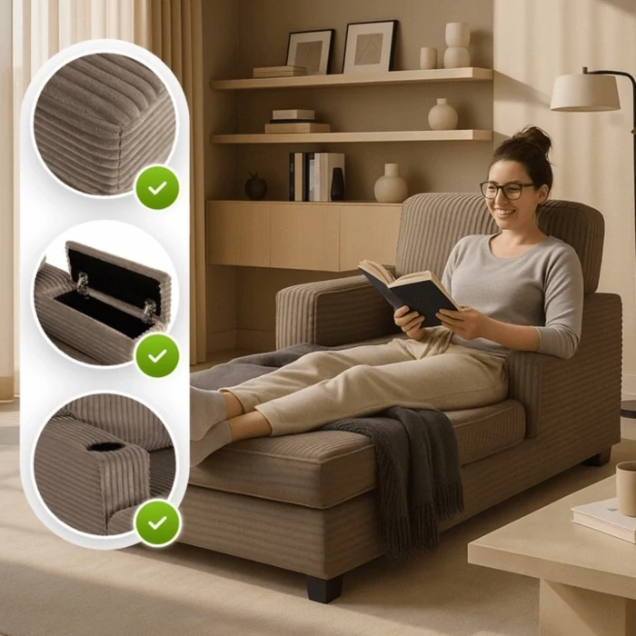 Pohovka NEO, béžová, manžestrová