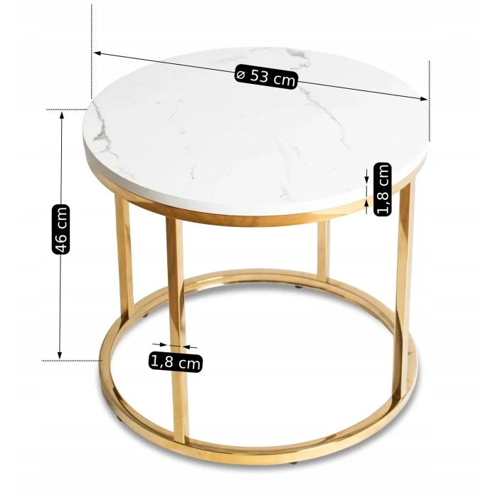 Stolík CLIFF, biely mramor/zlatá