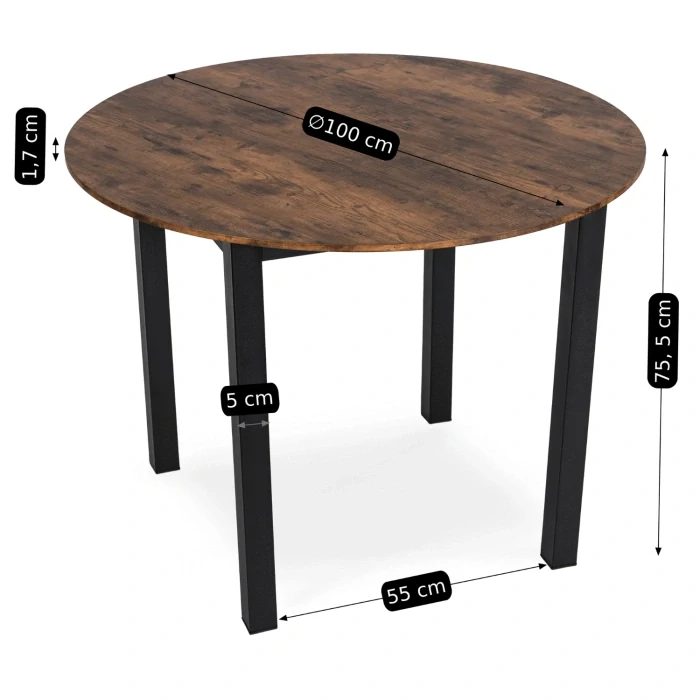 TEO Okrúhly stôl 100 cm, rustikálny dub